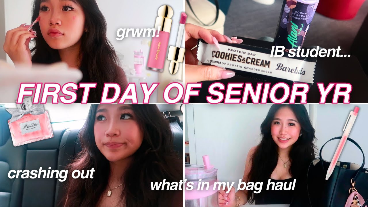 FIRST DAY OF *SENIOR* YEAR | grwm+vlog, what's in my school bag & crashing out