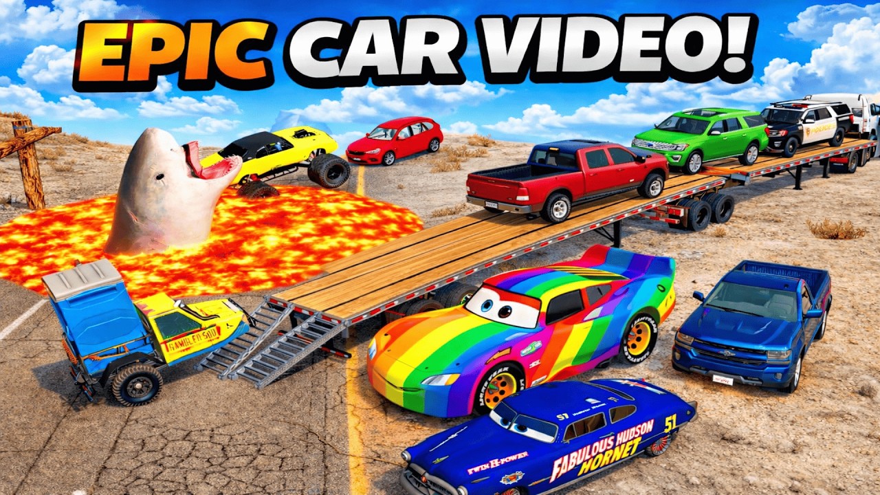 Flatbed Truck vs McQueen?! 😱 Extreme Transport Test #16 | BeamNG.drive