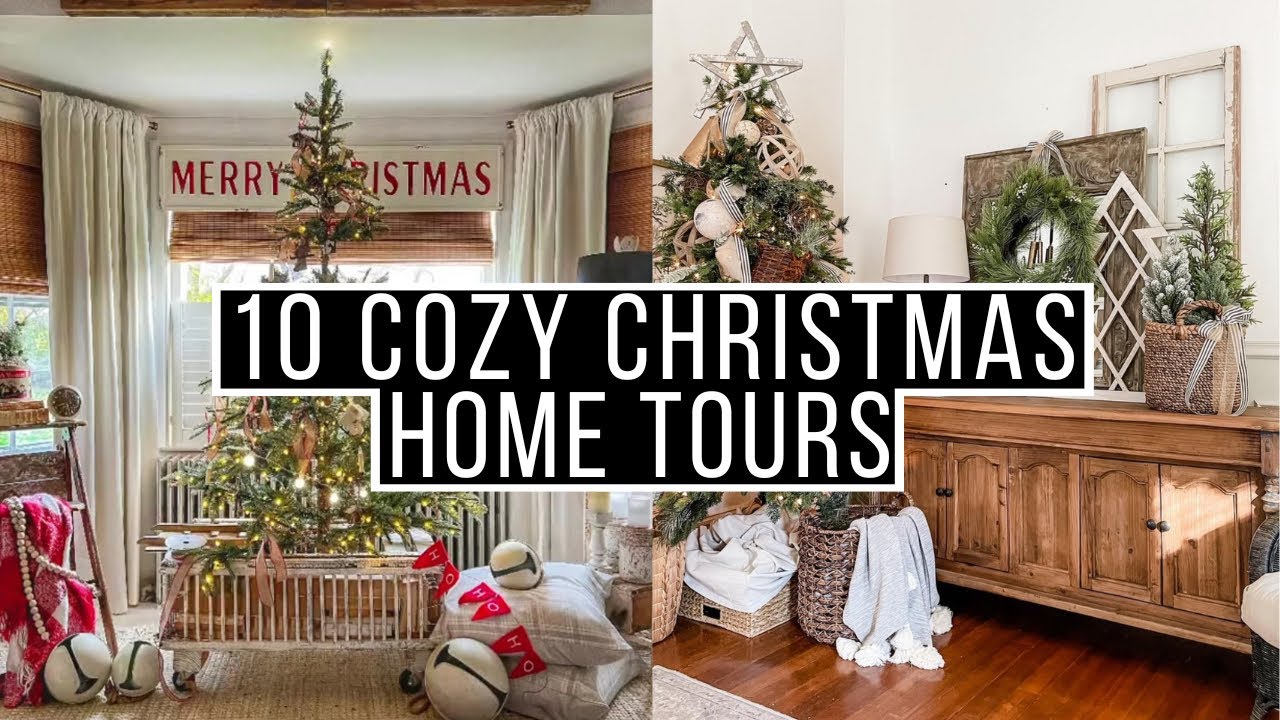 10 Farmhouse Style Christmas Home Tours - Music Only!