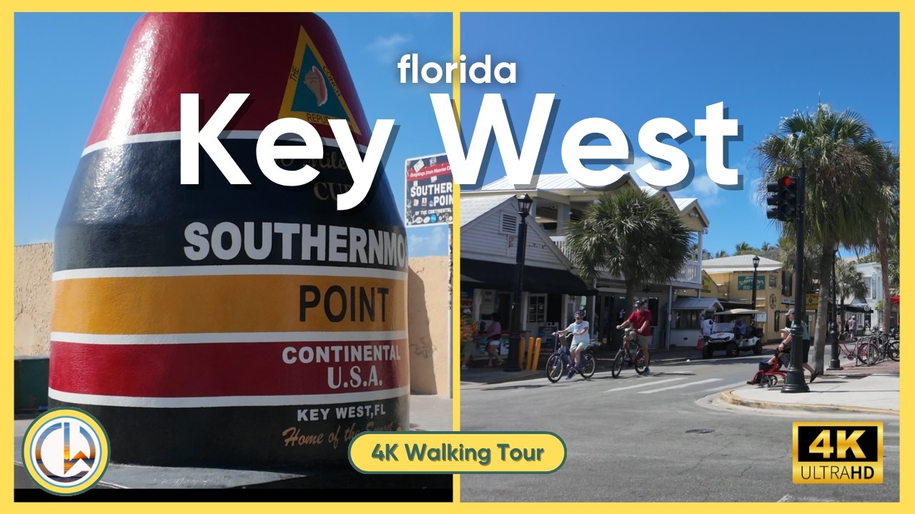 Key West Walking Tour From Cruise Port to Southernmost Point | Duval Street Ambient City Walk (4K)