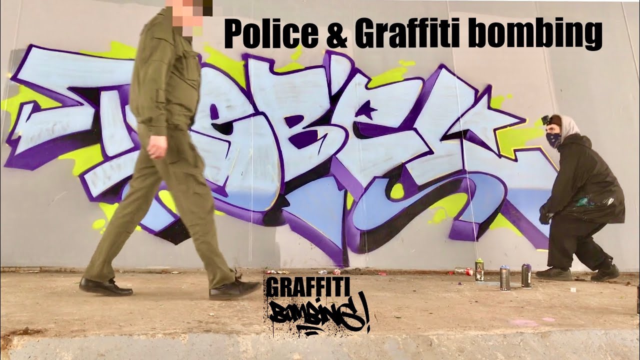 Поймала полиция за Граффити. Rebel813.Police and GRAFFITI bombing under the bridge.