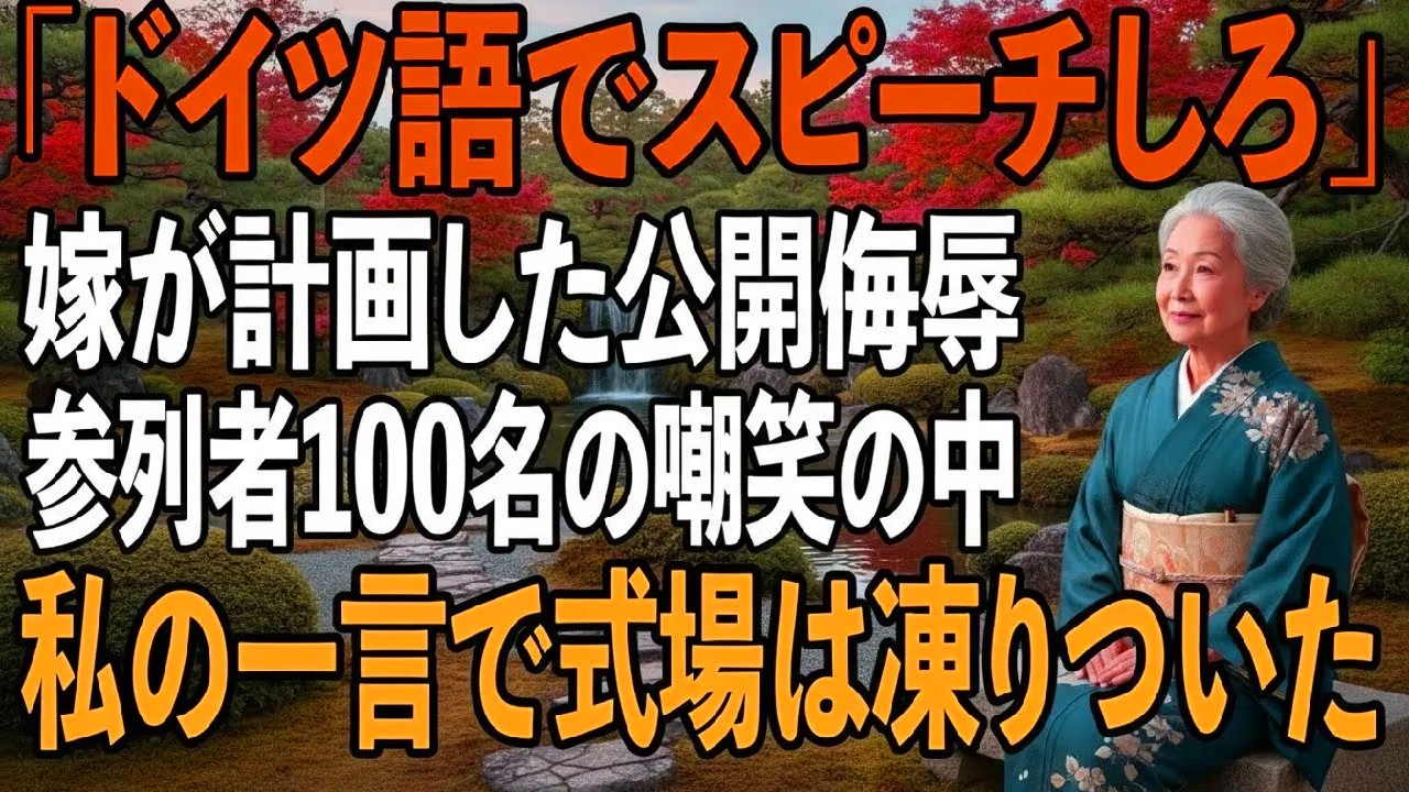 「ドイツ語で話すのはどう？」嫁が計画した公開辱め、結婚式場での一言に参列者100名が嘲笑する中→話し出した私に、全員言葉を失った【シニアライフ】【60代以上の方へ】