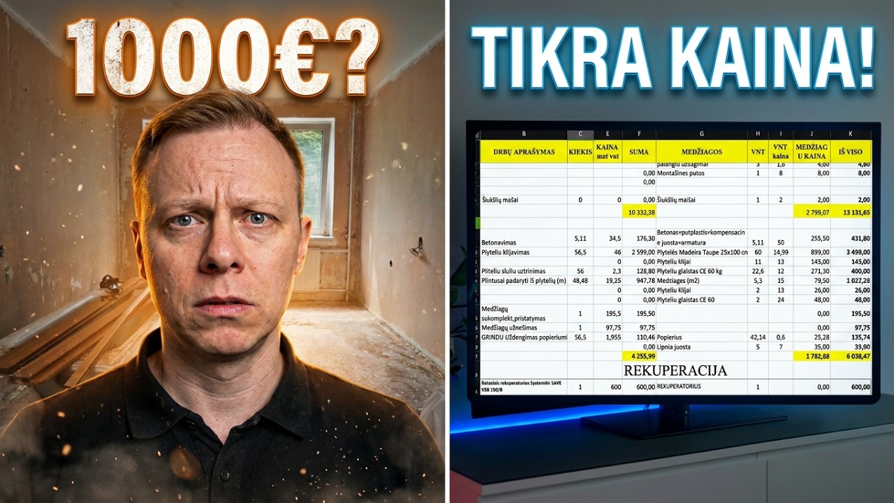 KIEK KAINUOJA TRIJŲ KAMBARIŲ BUTO REMONTAS! TRIJŲ KAMBARIŲ BUTO REMONTO SĄMATA!