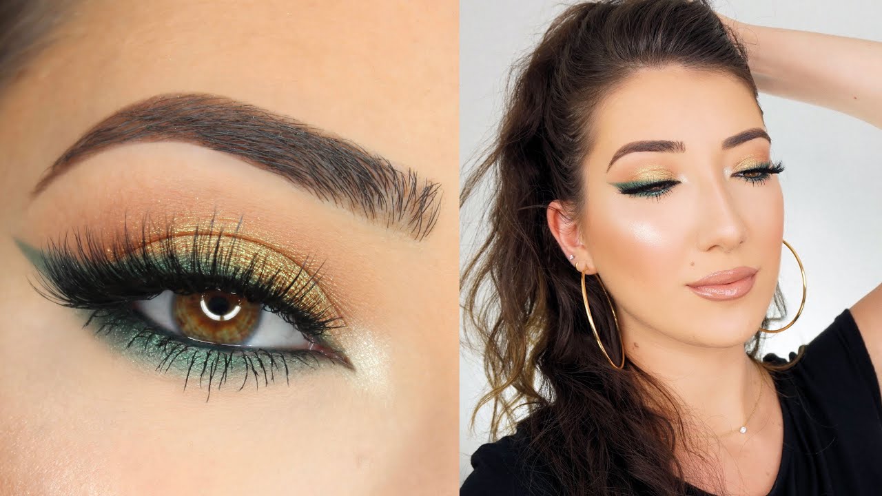 GREEN SMOKEY WINGED EYELINER MAKEUP TUTORIAL