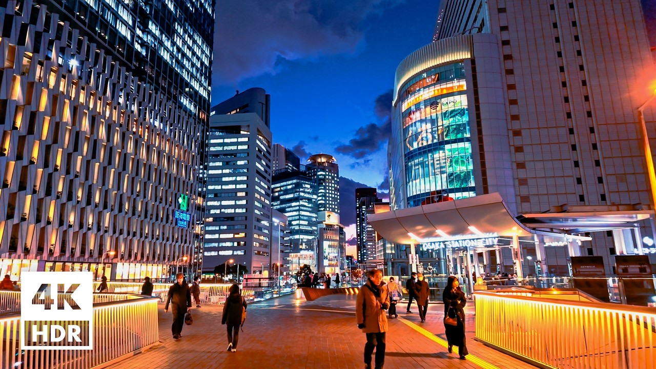Dusk in Osaka, from Umeda to Kitashinchi | 4K HDR, Binaural Japan Ambience【01/28/2025】