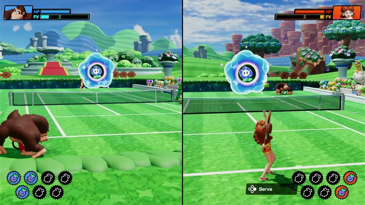 Mario TENNIS FEVER- Daisy vs. Donkey Kong using fever racket with wonder effects!