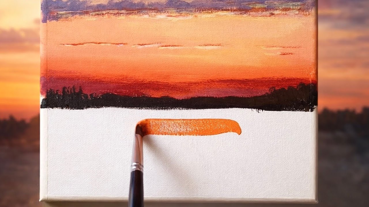 Relaxing Sunset Acrylic Painting / Step by Step Tutorial