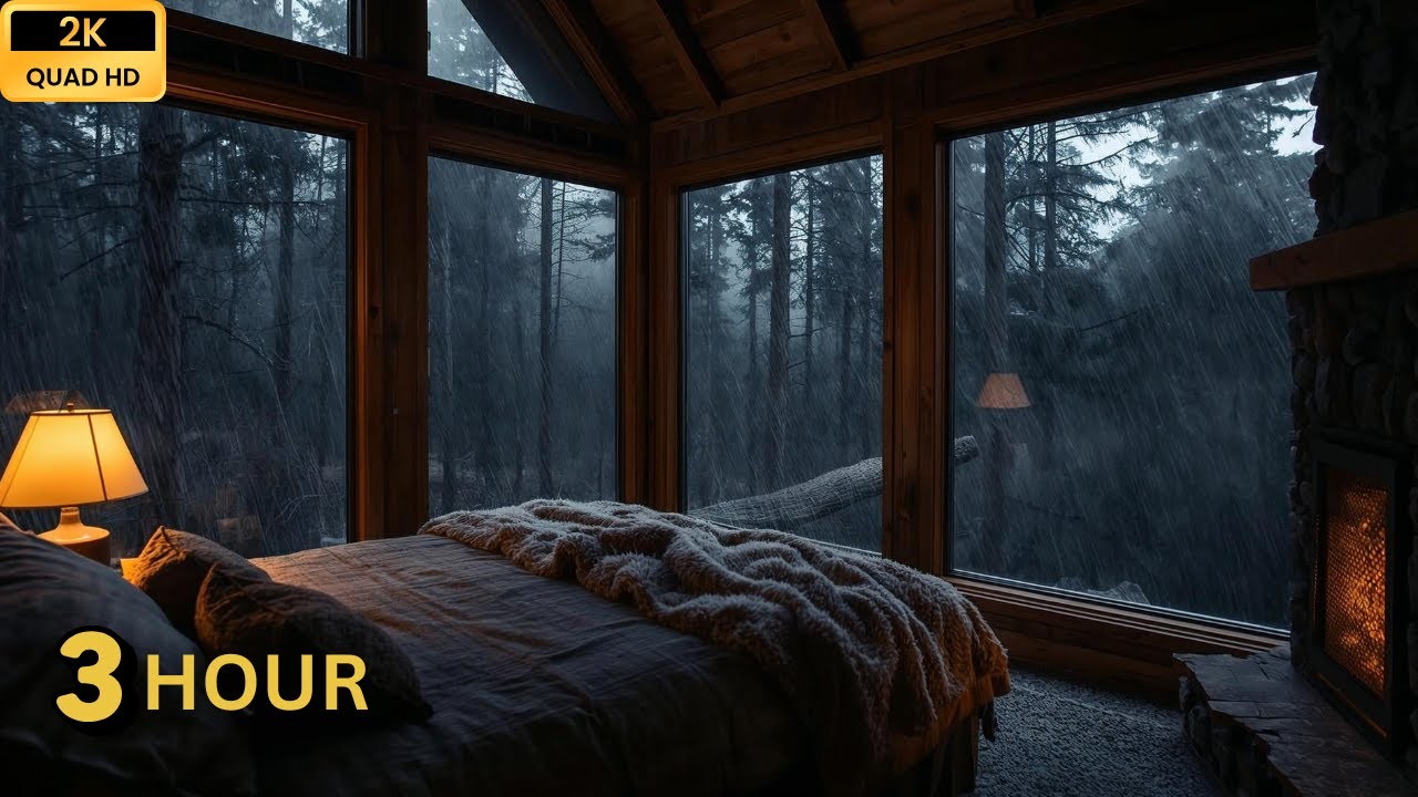 You’re Alone in a Forest Bedroom as Rain Falls Outside 🌧️ | Dreamy Night Ambience