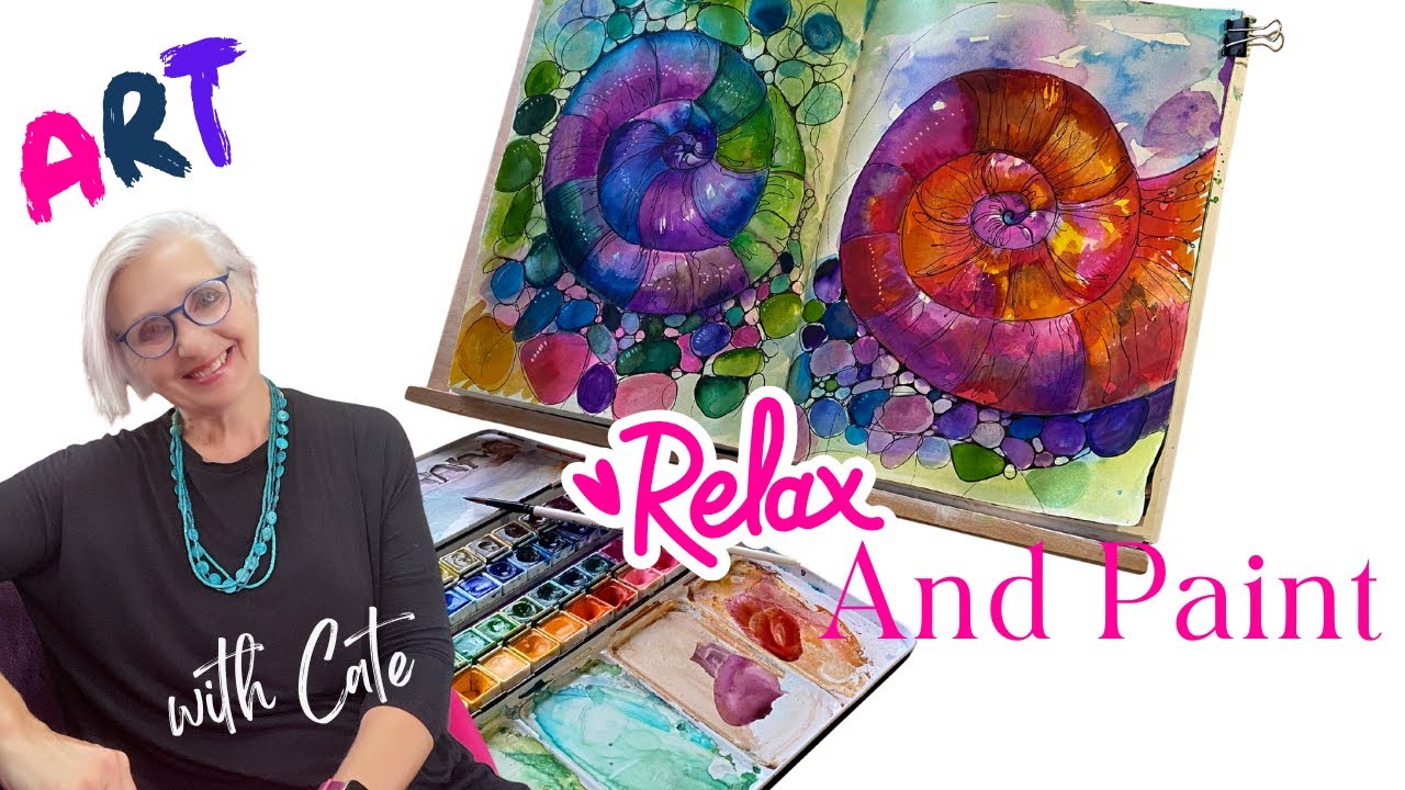 Как нарисовать радужных аммонитов акварелью