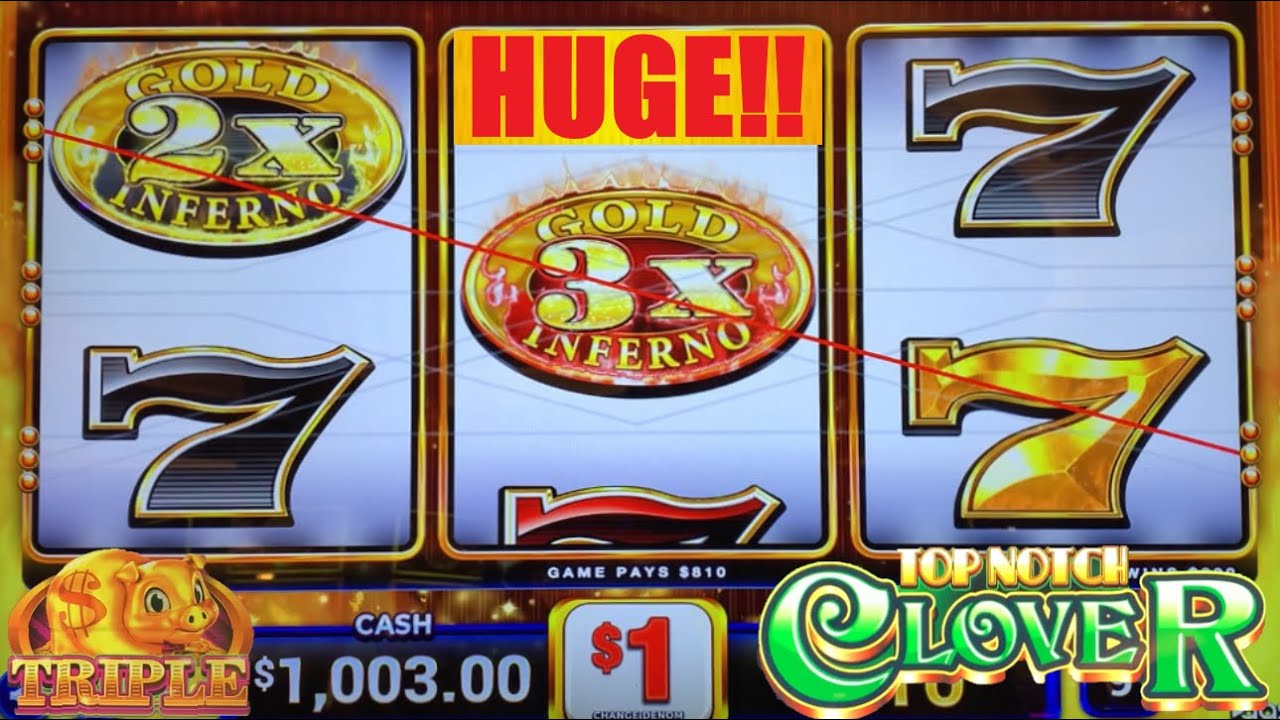 BOOM! My BIGGEST WIN EVER on GOLD INFERNO! Top Notch Clover + 3 Reel Rakin Bacon Slots! 