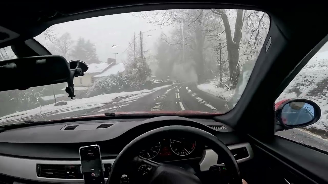 Relax Snowy Drive  from Colwall towards West Malvern - BMW E90 Msport