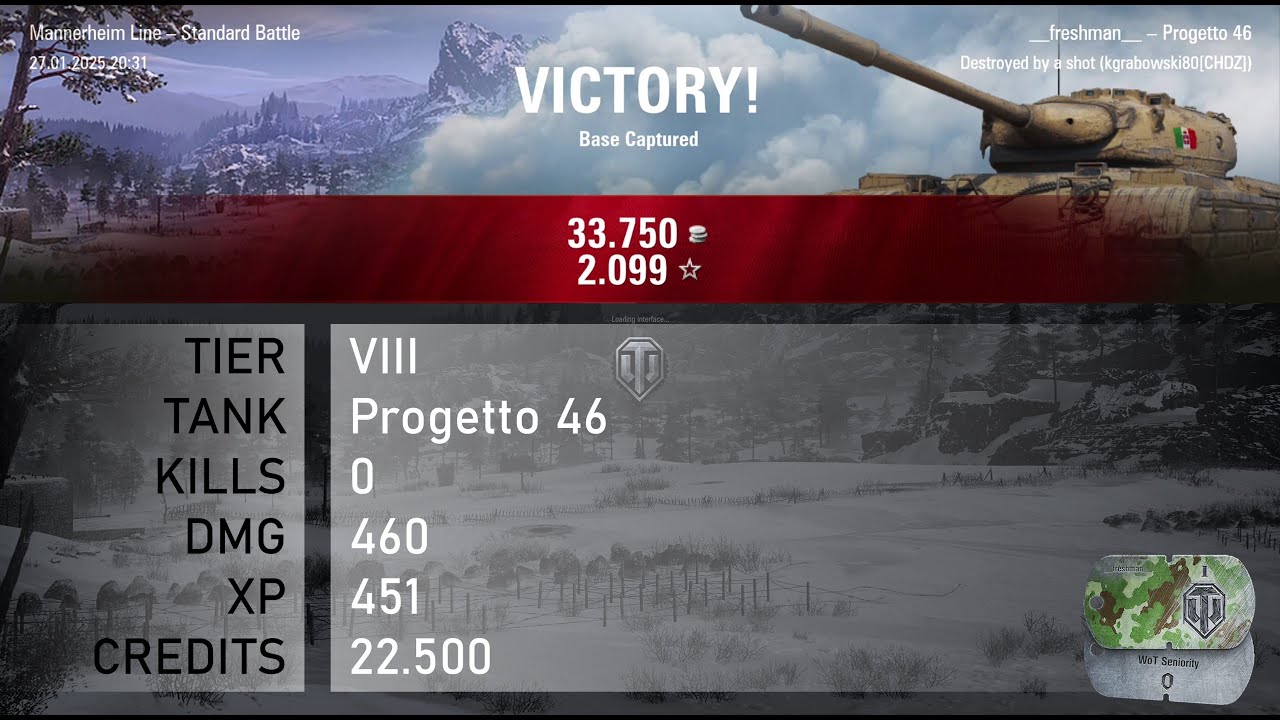 [1776] Progetto 46 / 0 kills / 460 dmg / 451 xp / 22.500 credits || World of Tanks