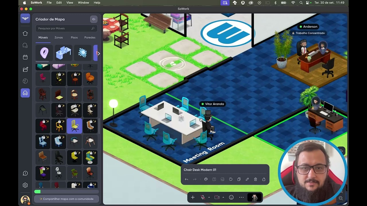 Editar mapa no SoWork: A melhor ferramenta de escritório virtual
