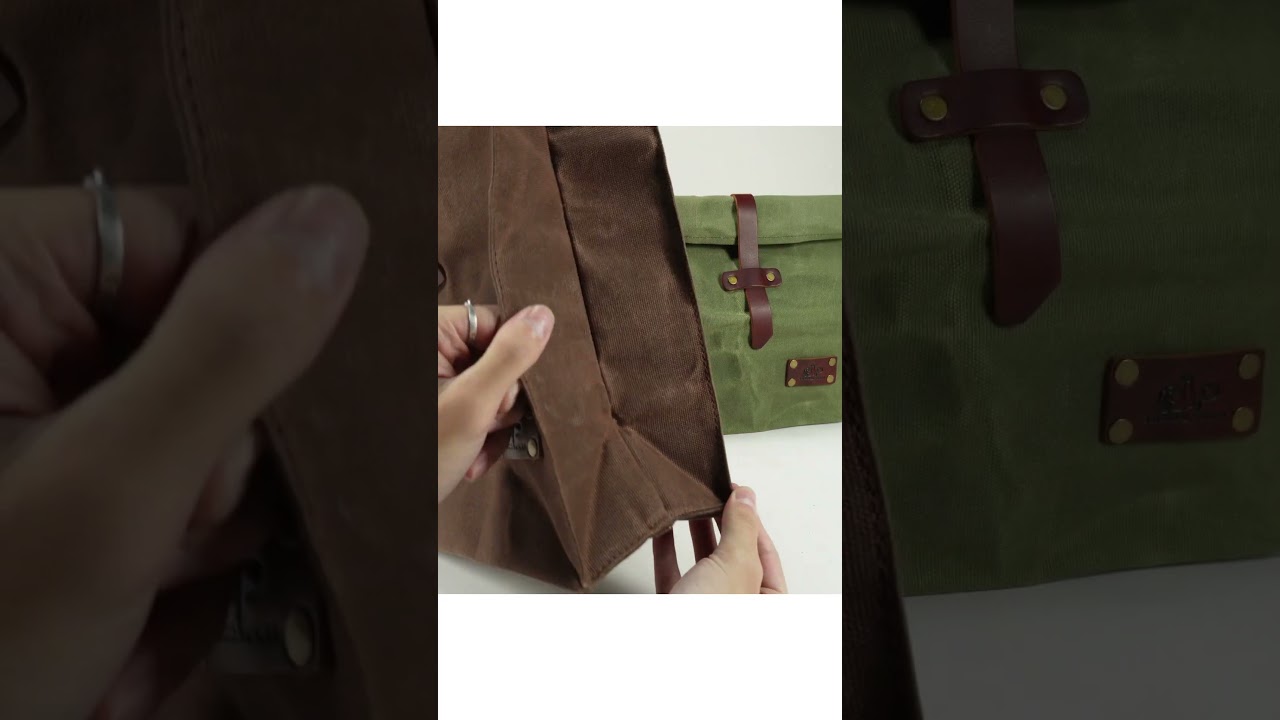 Handmade Leather Canvas Lunch Bag