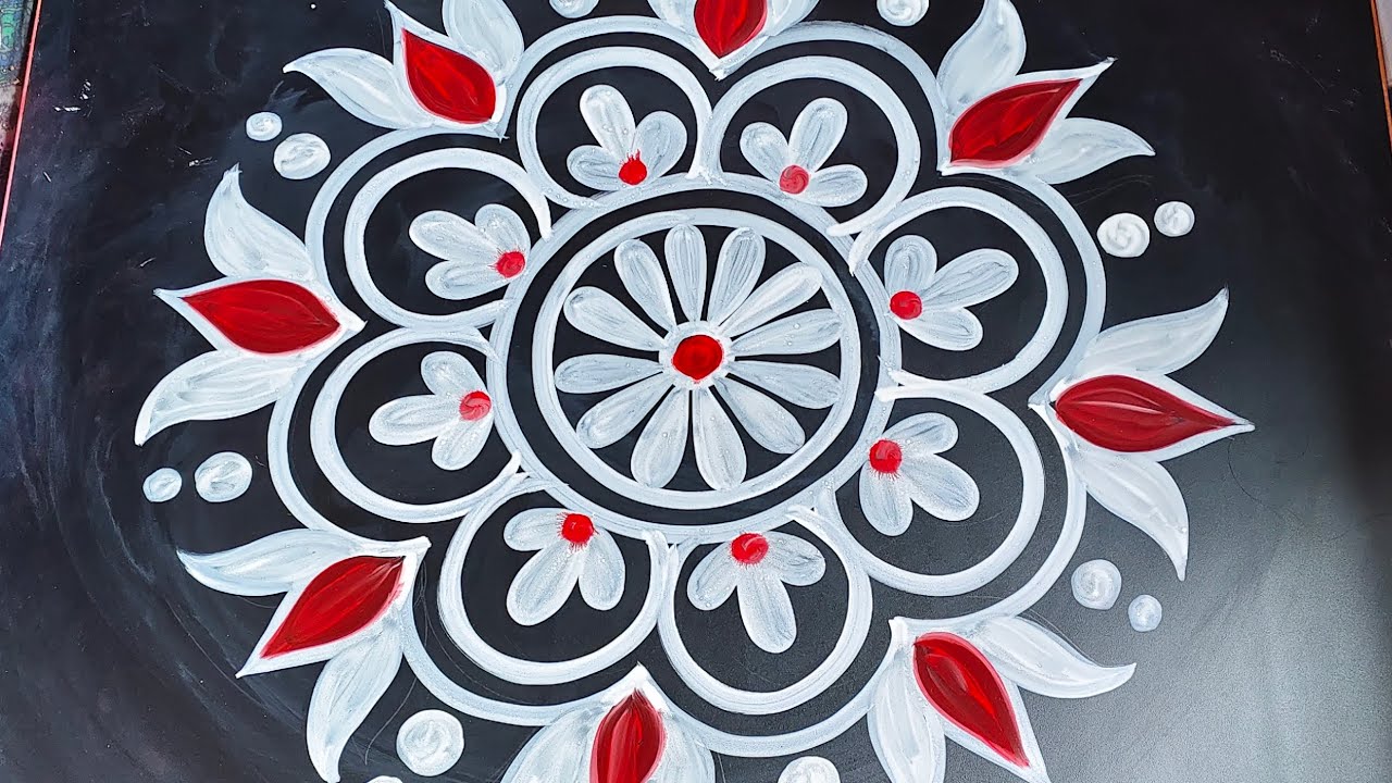 Saraswati Puja Special Big Round Alpona Design / Beautiful Alpona Design For Saraswati Puja #alpona 