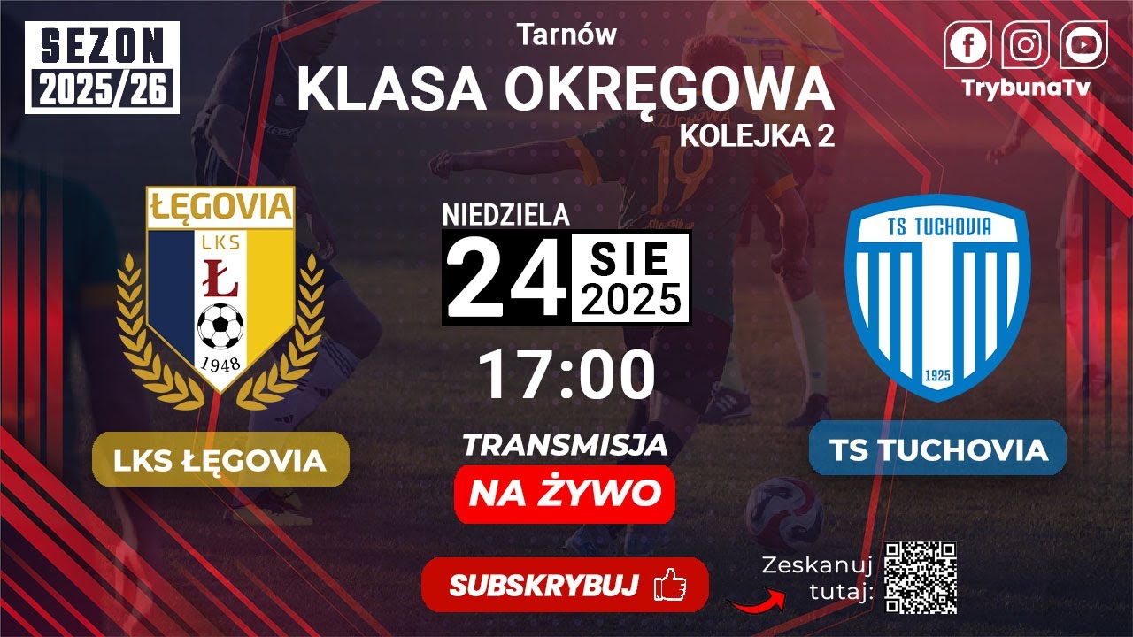 🔴NA ŻYWO!  KLASA OKRĘGOWA!  ŁĘGOVIA ŁĘG TARNOWSKI vs TS TUCHOVIA! 2025/26
