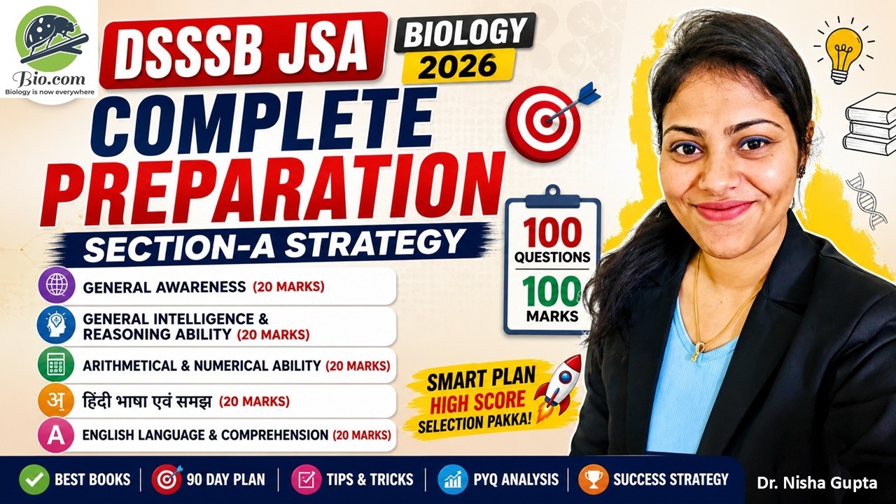 DSSSB JUNIOR SCIENTIFIC ASSISTANT 2026 SECTION A COMPLETE GUIDE | Biodotcom| #generalaptitude #dsssb