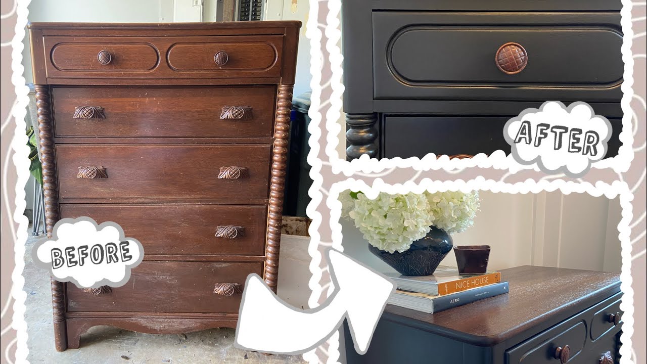 Simple furniture flip with a CRAZY before and after - using a spray gun