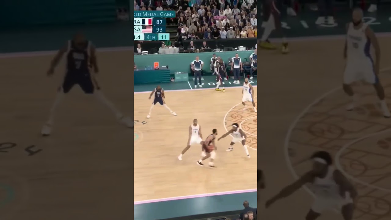 LeBron and KD react to Steph's fourth 3-pt shot to win Olympic Gold #stephcurry #Olympics #lebron