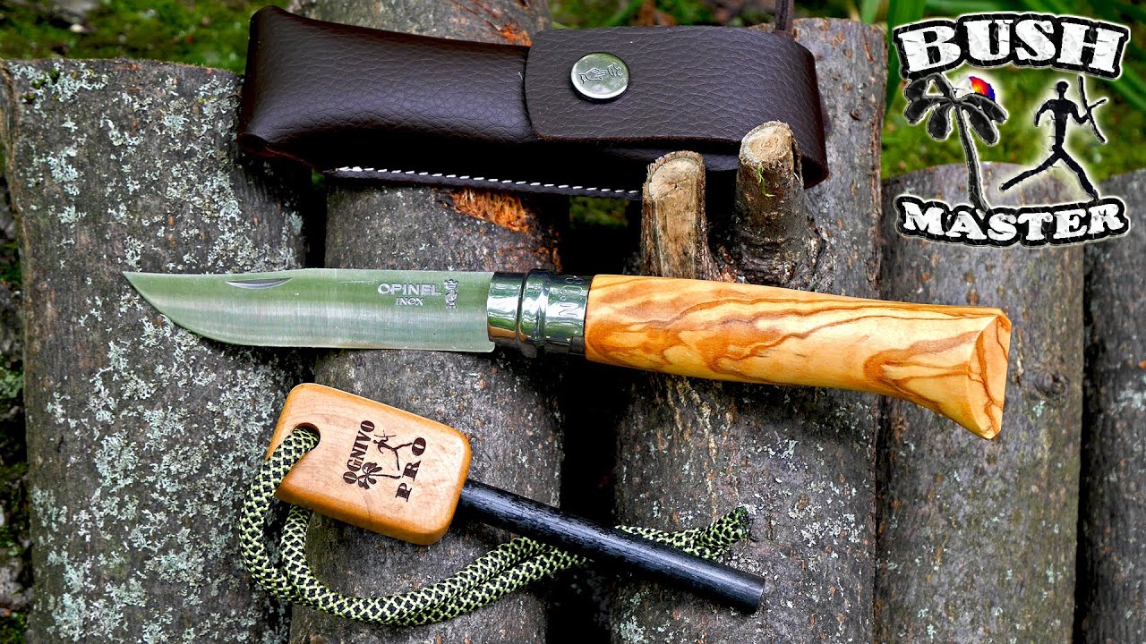 Нож Opinel №8 с кожаным чехлом в деревянном футляре. Ножи для леса.