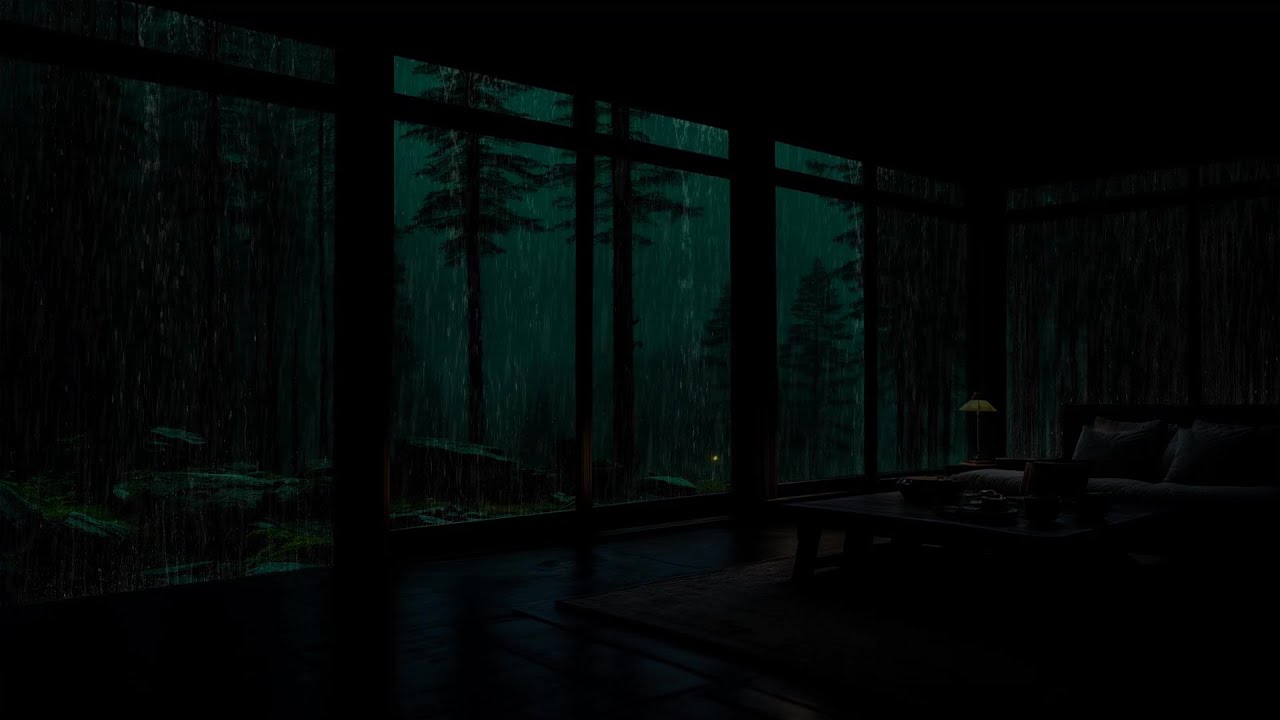Soothing Forest Rain (No Ads) | Dark Bedroom Night Ambience for Deep, Peaceful Sleep