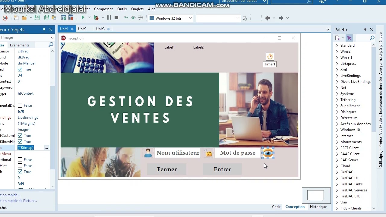 interface login inscription avec DELPHI  p01