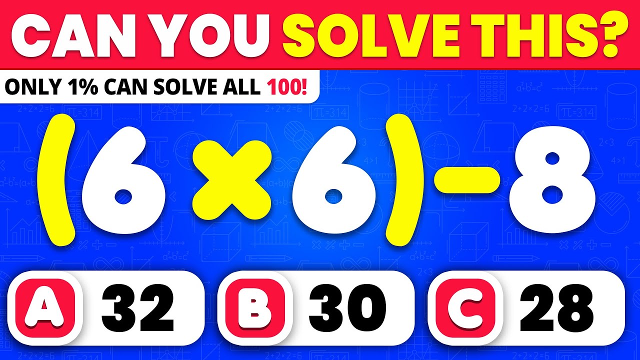 Only 1% Can Beat This Maths Quiz! ➗💯 | 100 Questions: Easy to Impossible