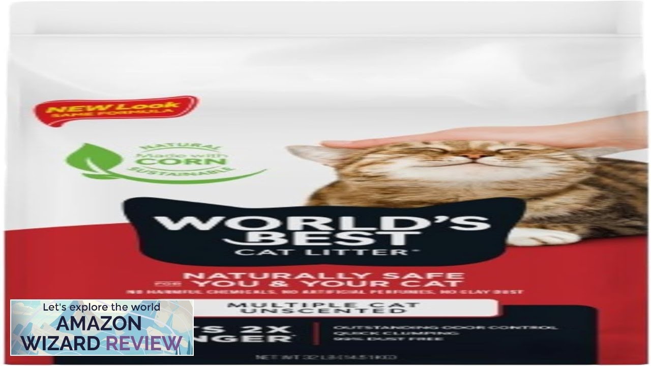 WORLD'S BEST CAT LITTER Multiple Cat Unscented 32-Pounds Natural Ingredients Quick Review