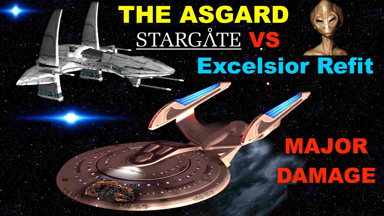 Excelsior Class Refit VS Stargate Asgard Warship - Both Ways - Star Trek Starship Battles