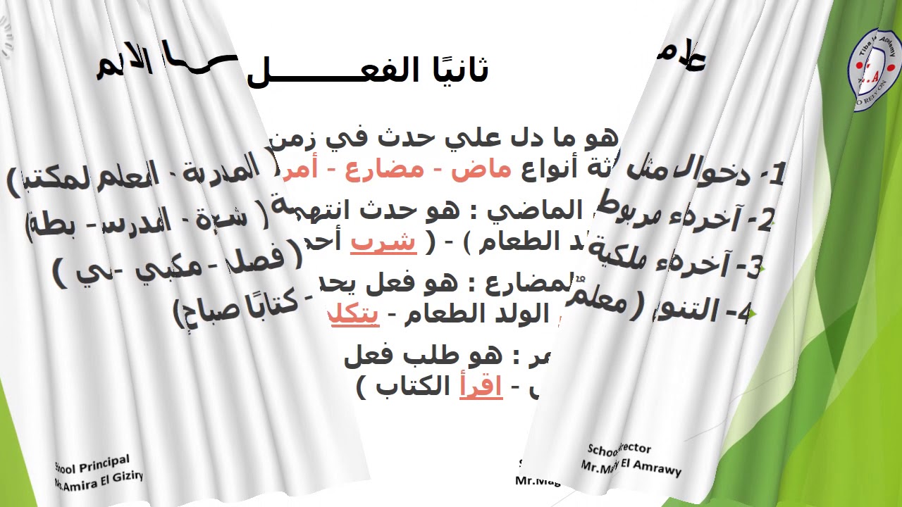 الصف الأول الابتدائي   ظواهر الاسم و الفعل