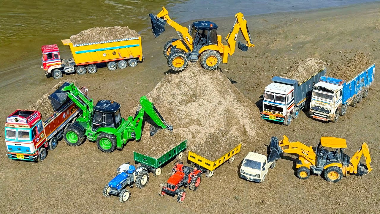 2 JCB 4*4 5CX fully loading Mud Tata tipper truck | tractor cartoon | jcb video | jcb ki Khudai