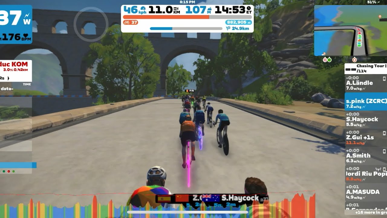 Excellent Z.Gui helps me back to the peloton after a short drop out on aqueduc KOM