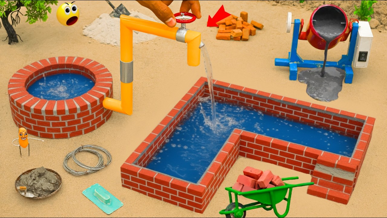Diy Mini Tractor Making Modern Swimming Pool | Top Most Creative Construction @AdgeCreator