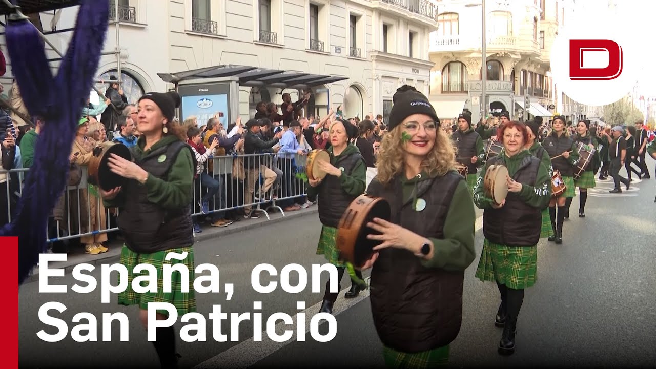 La Gran Vía madrileña se viste de verde por San Patricio