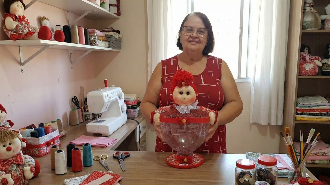 Boneca de fuxico porta xuxinhas .Reciclando garrafa de plástico. @taniamultiarts