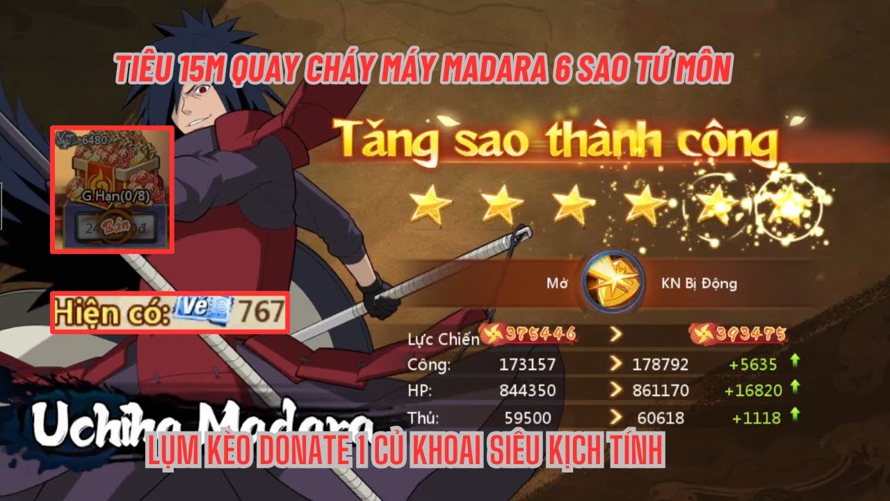 Huyền Thoại Làng Lá - Tiêu 15m quay cháy máy MADARA up 6s tứ môn húp kèo donate siêu kịch tính