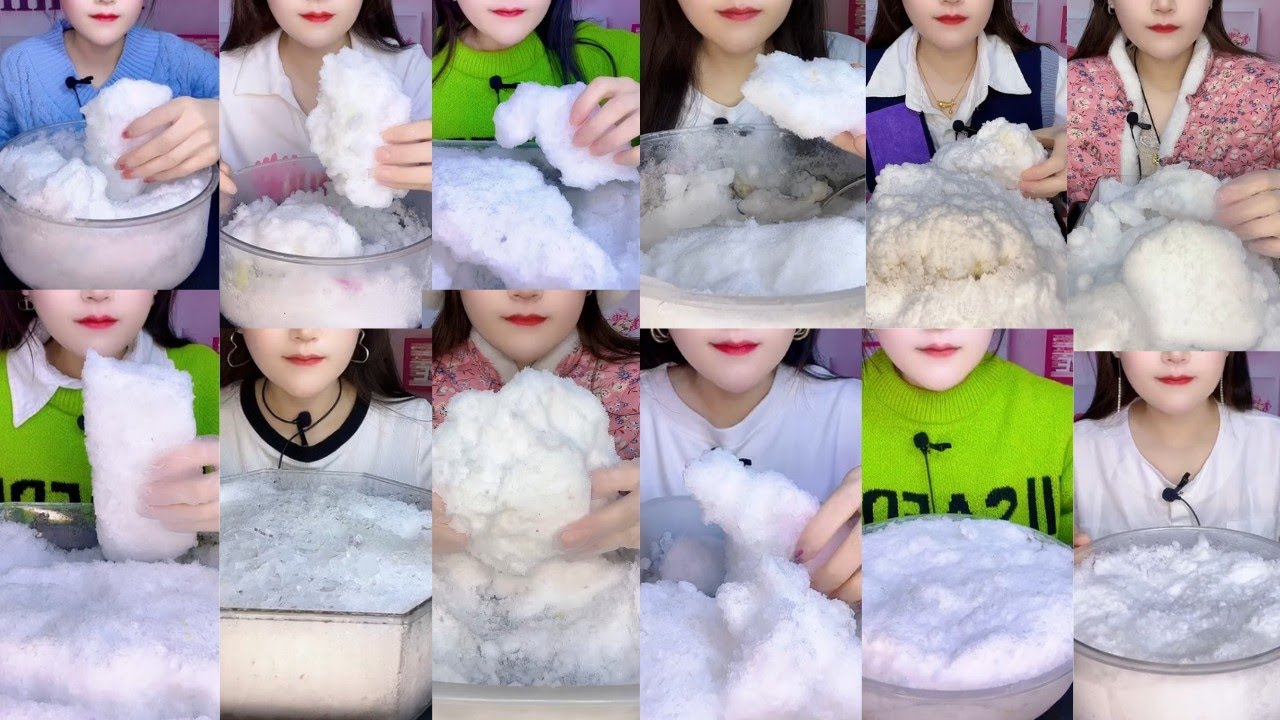 ASMR ICE EATING || HER SOLO🤍WHITE ICE EATING COMPILATION🥶SATISFYING SOFT SQUEAKY FROST BITES ASMR🧊