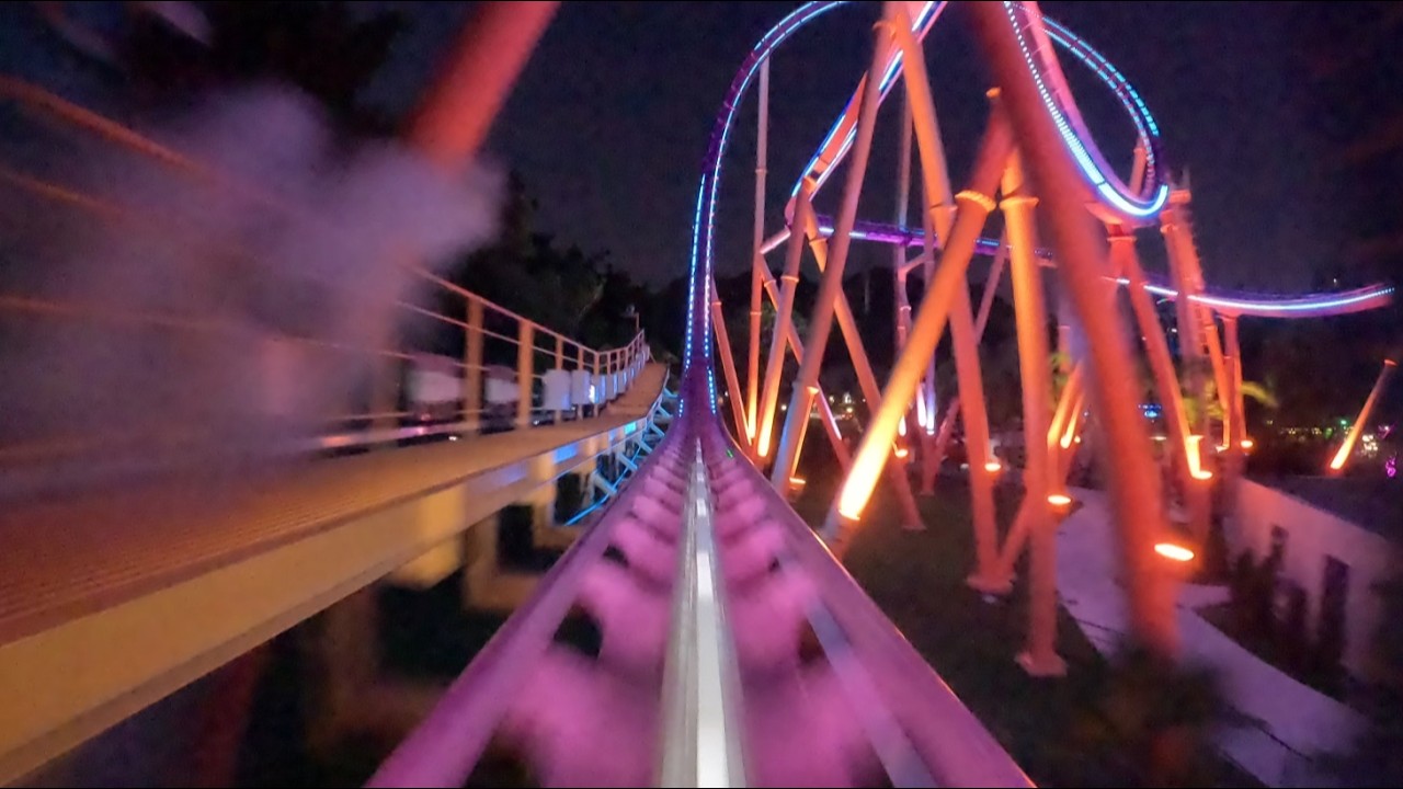 Launch Coaster at night Mounted 4K 60FPS POV Chimelong Paradise