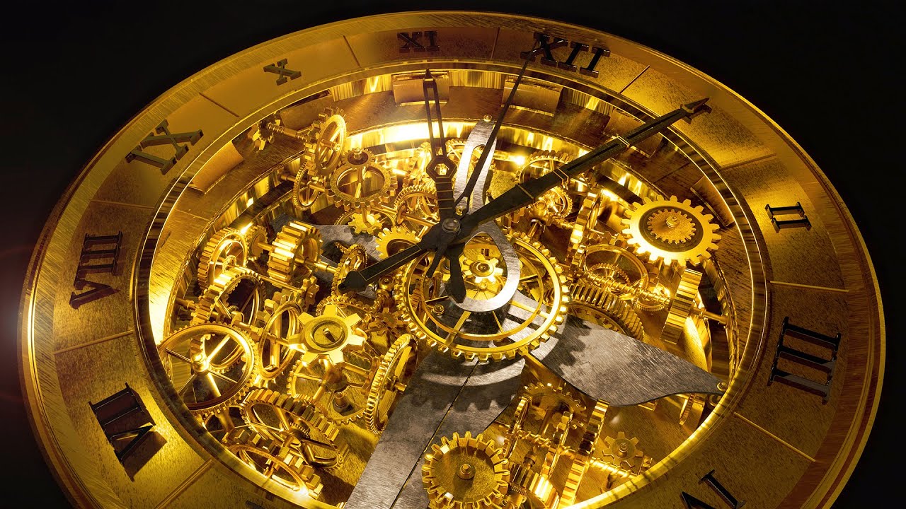 Golden Clockwork Time Animation Intro Motion Graphics  - 3D Blender