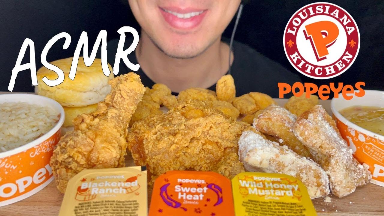 ASMR POPEYES FRIED CHICKEN + NEW WILDBERRY BEIGNETS | MUKBANG (EATING SOUNDS) | EATING SHOW