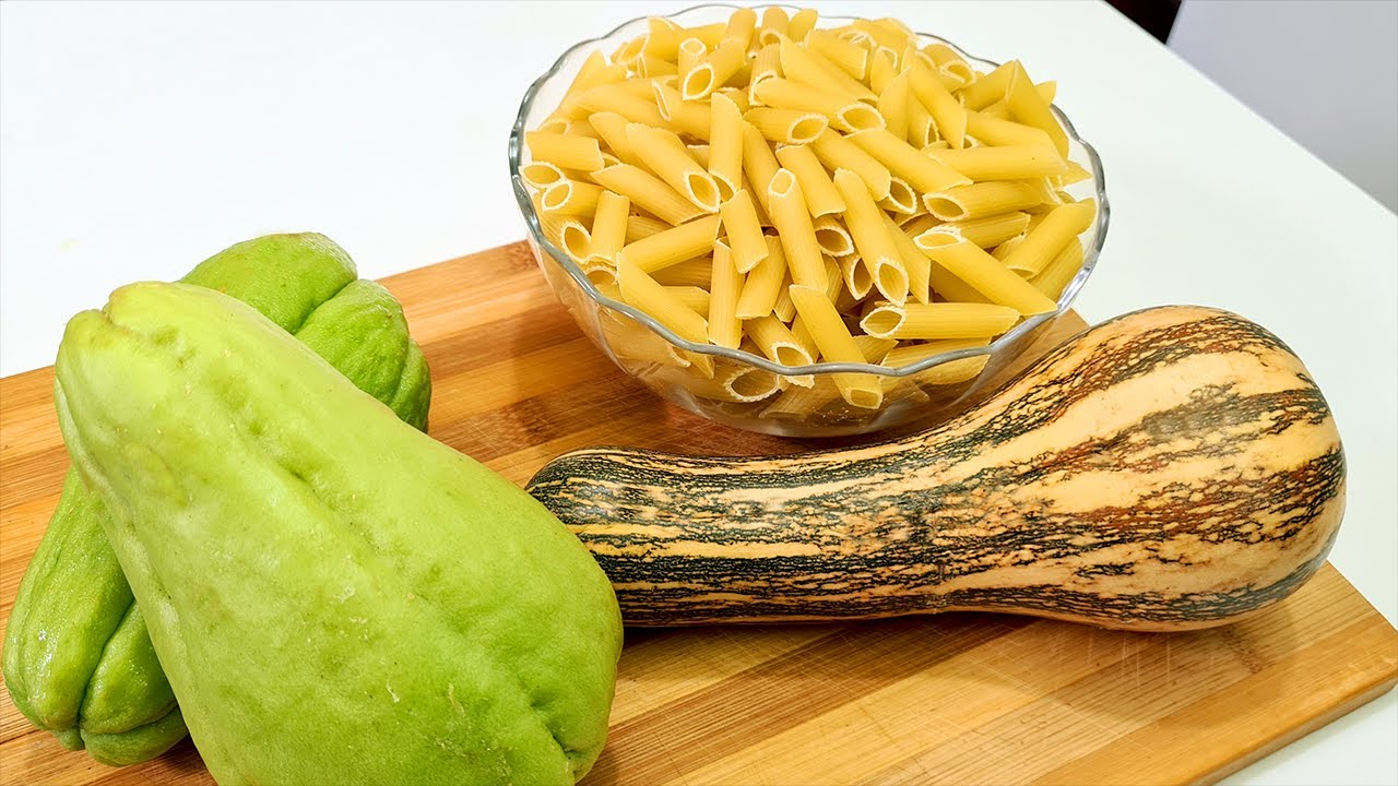 Fiz chuchu e abobora e joguei macarrão resultado final  incrível