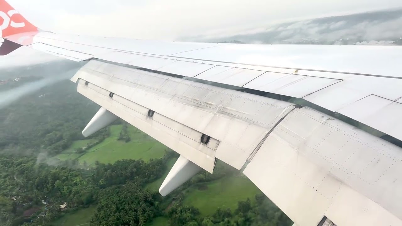 Landing Mangalore India table top runway in rainy season