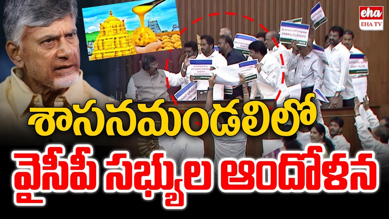 YCP MLCs Protest With Placards At Chairman Podium Over Heritage Indapur Ghee Scam | EHA TV