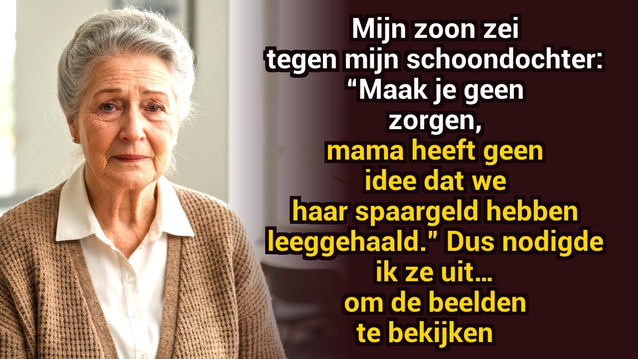 Mijn zoon zei tegen mijn schoondochter: “Ze weet niet dat we haar spaargeld leegden.” Ik nodigde hen