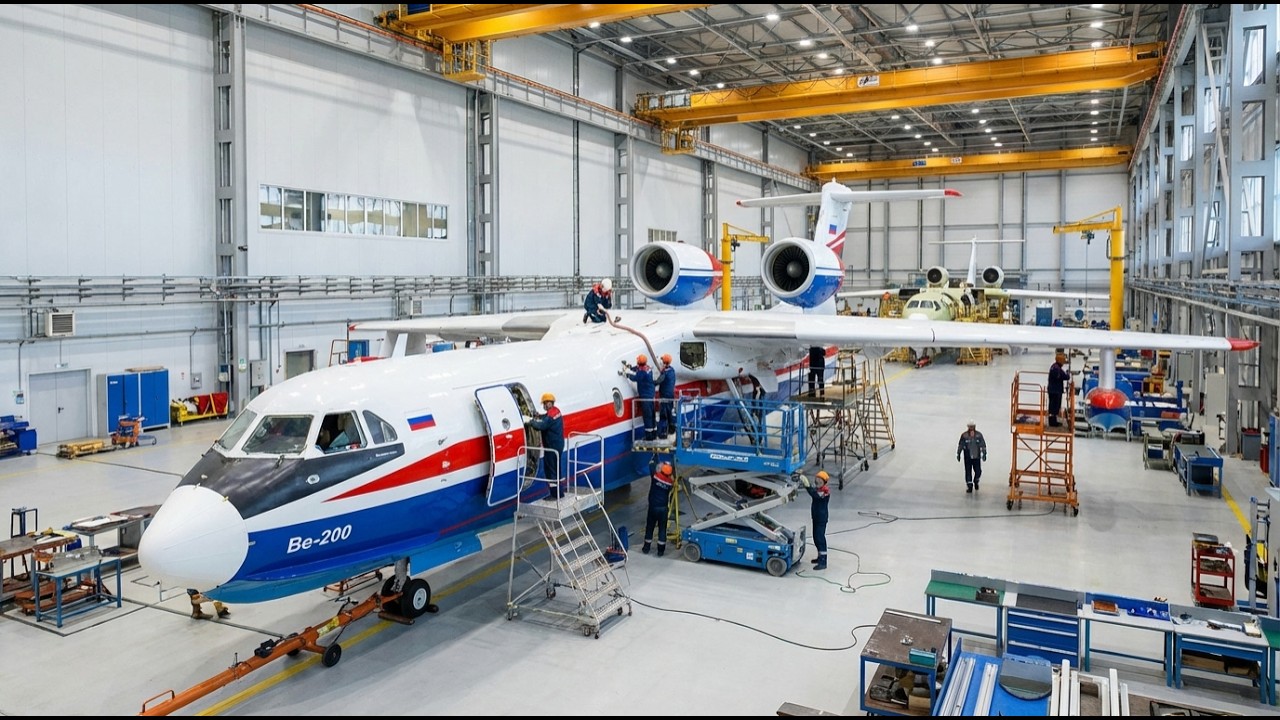 Inside Beriev Be-200 Production: Watertight Hull Sealing & Water Scoop System Integration