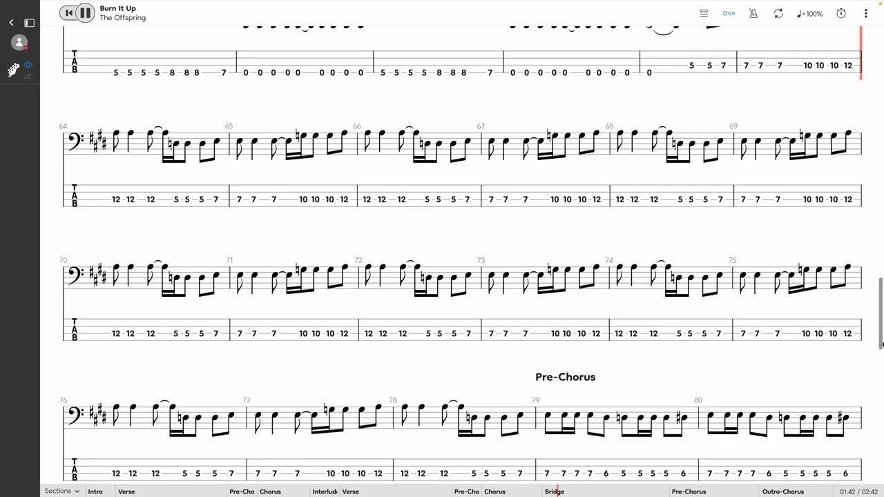 The Offspring - Burn It Up (BASS TAB PLAY ALONG)