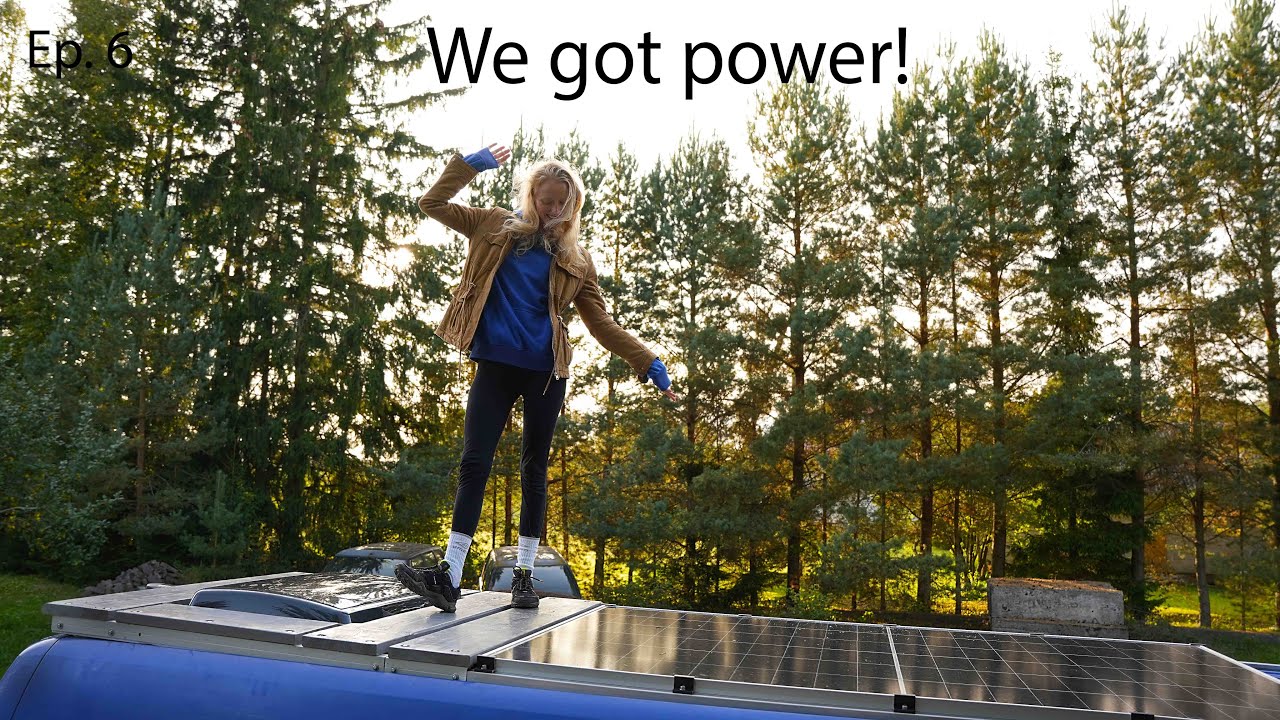 600w Solar Panel install on our van + DYI roof rack
