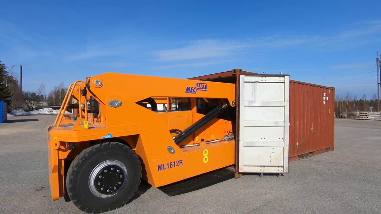 Meclift ML1612R with a bucket loading bulk material in container