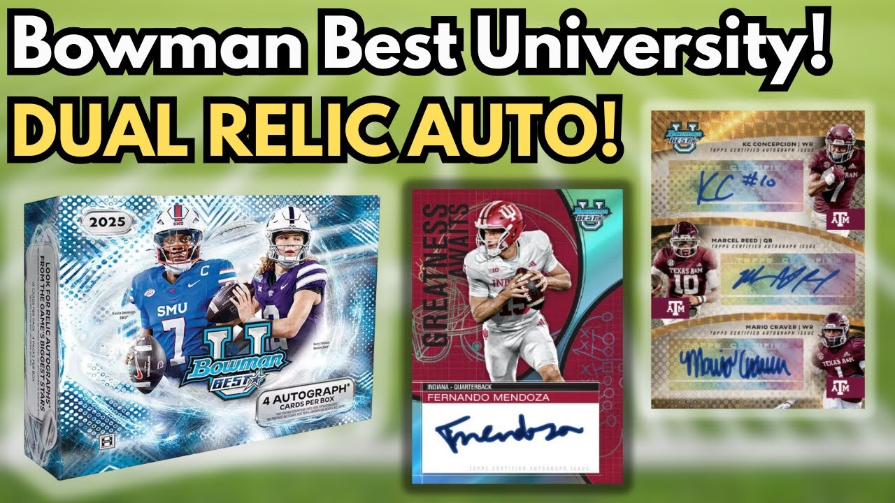 DUAL RELIC AUTO! 4 AUTOS! 2025 Bowman BEST University College Football Hobby Box! 