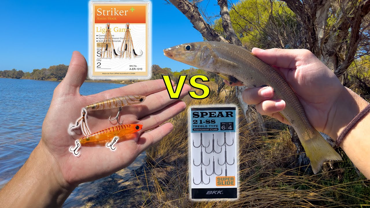 Assist Hooks vs Treble hooks For Top Water Whiting! (What Works Better?) - Mandurah Estuary Fishing
